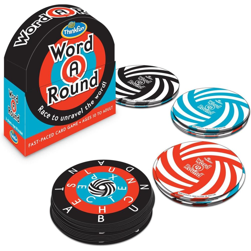 imageThinkFun Word A Round Game Engaging Vocabulary Builder for Teens and Adults QuickPaced Word Identification Educational Fun Recognized for Excellence in Play and Language AdvancementWord A Round
