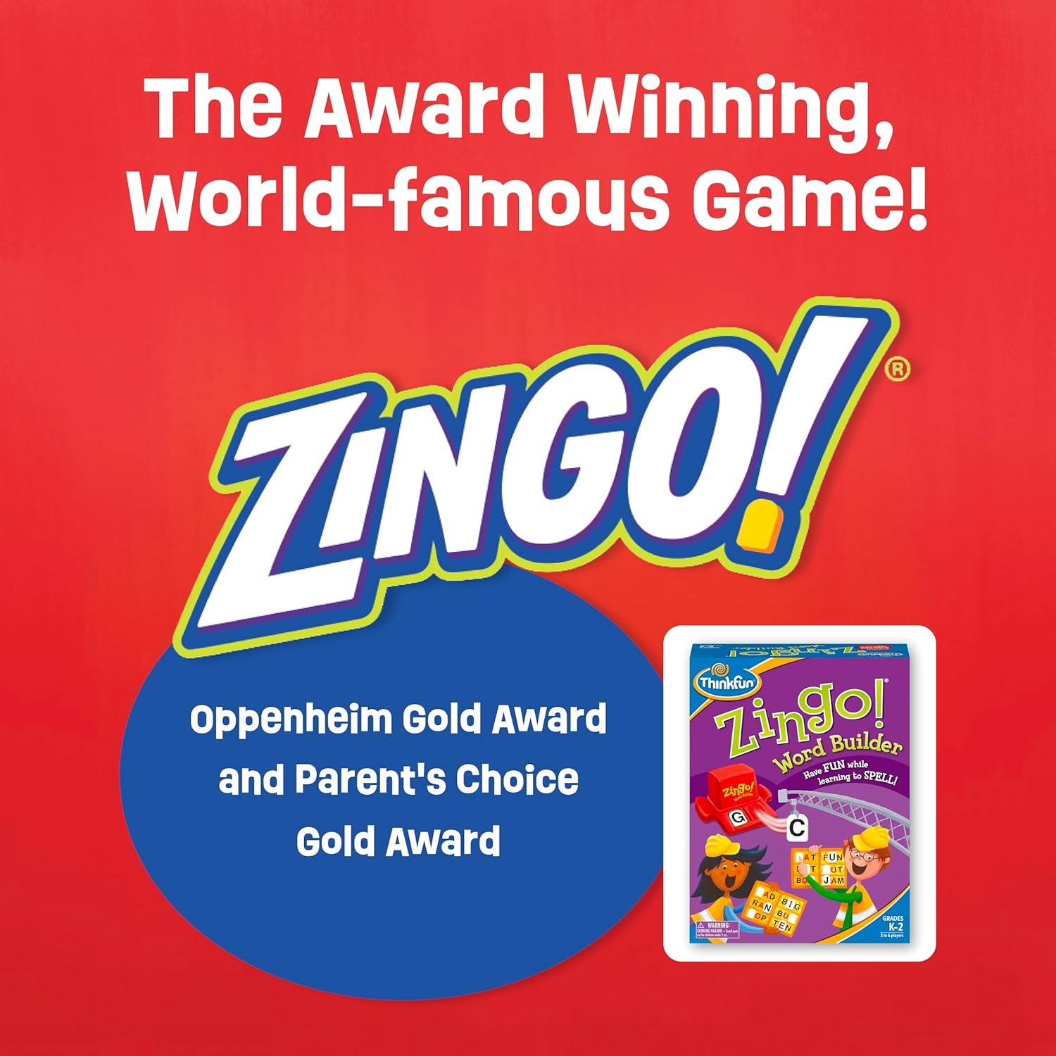 imageThinkFun 7706T Zingo Word Builder Early Reading Game Award Winning Game for PreReaders and Early ReadersThinkFun Zingo Word Builder Classic Early Reading Game Enhances Vocabulary Spelling Skills AwardWinning Educational Toy for Kids and Adults