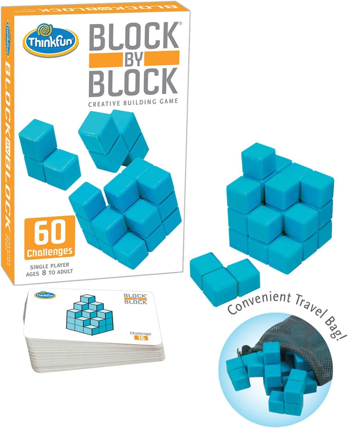 imageThinkFun Block by Block Engaging 3D Puzzle Game Enhances Architectural Skills Mind Teaser for Ages 8 and Up TravelFriendly with GameGo Storage Bag