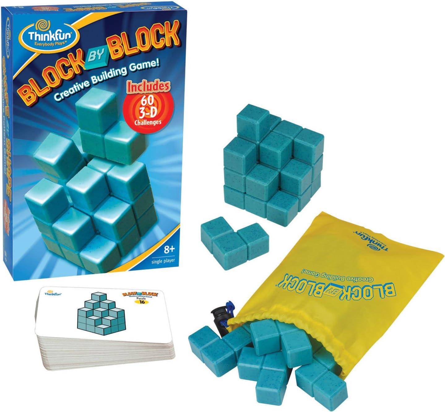 imageThinkFun Block by Block Engaging 3D Puzzle Game Enhances Architectural Skills Mind Teaser for Ages 8 and Up TravelFriendly with GameGo Storage Bag