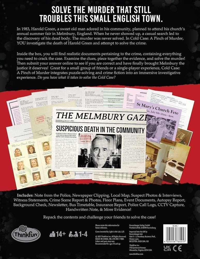 imageThinkFun Cold Case A Pinch of Murder A Murder Mystery Game in a Box for Ages 14 and Up
