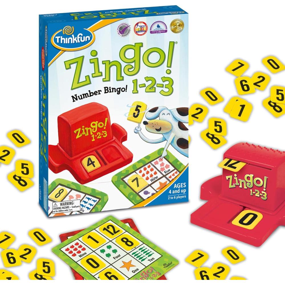 imageThink Fun Zingo 123ThinkFun Zingo 123 Number Bingo Game  Perfect for Kids Aged 4 and Up  AwardWinning Toy of the Year Nominee