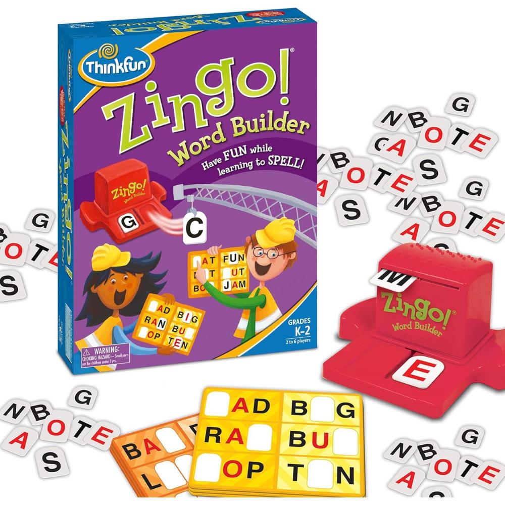 imageThinkFun 7706T Zingo Word Builder Early Reading Game  Award Winning Game for PreReaders and Early ReadersThinkFun Zingo Word Builder  Classic Early Reading Game  Enhances Vocabulary  Spelling Skills  AwardWinning Educational Toy for Kids and Adults