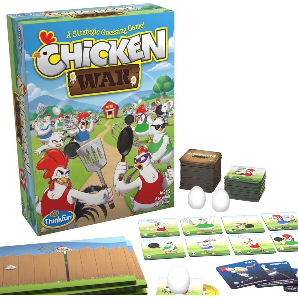 imageThinkFun Chicken War Game  A Strategic Board Game with a Fun Theme and Hilarious Artwork Perfect for Game Nights