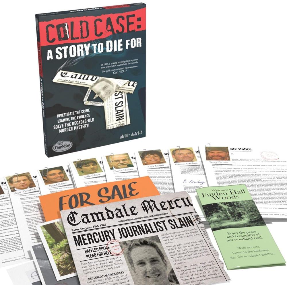 imageThinkFun Cold Case A Story to Die for Interactive Murder Mystery Game Engaging Storyline BrainTeasing Puzzles Ideal for Teens and Adults Perfect for Group Play