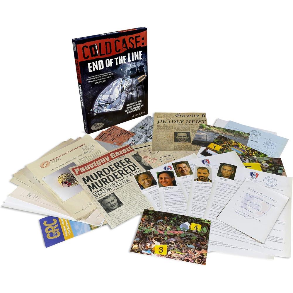 imageThinkFun Cold Case End of The Line Exciting Murder Mystery Game Promotes Deductive Reasoning ampamp Critical Thinking Ideal for Group Play or Solo Puzzle Solving Suitable for Ages 14