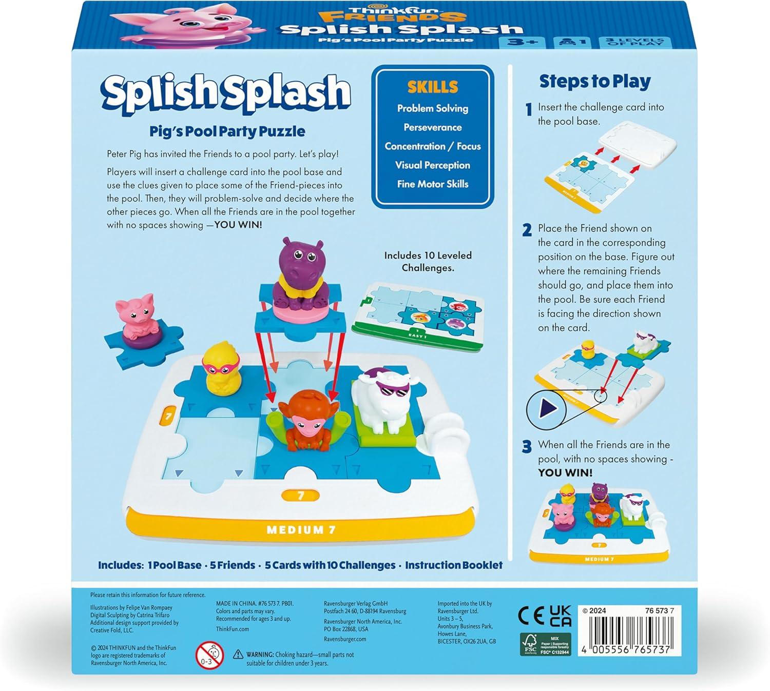 imageThinkFun Friends Splish Splash Preschool Logic and ProblemSolving Game for Kids Fun Educational Toy for Ages 3 Perfect for Early Learning and Skill Development MESH Accredited