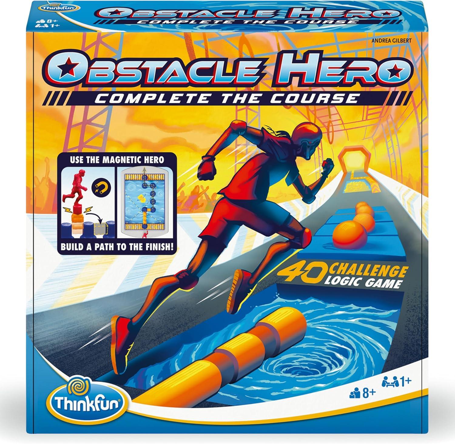 imageThinkFun Obstacle Hero Magnetic Logic Game 40 Easy to Expert Challenges Build Routes Lift Obstacles and Test Mental Agility for Ages 8