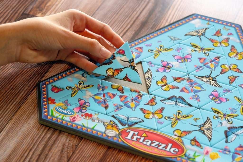 imageThink Fun Triazzle PictureMatching Brainteaser Engaging Brain Puzzle for Kids ampamp Adults AwardWinning Game Enhances Memory ampamp ProblemSolving Skills Butterflies Edition