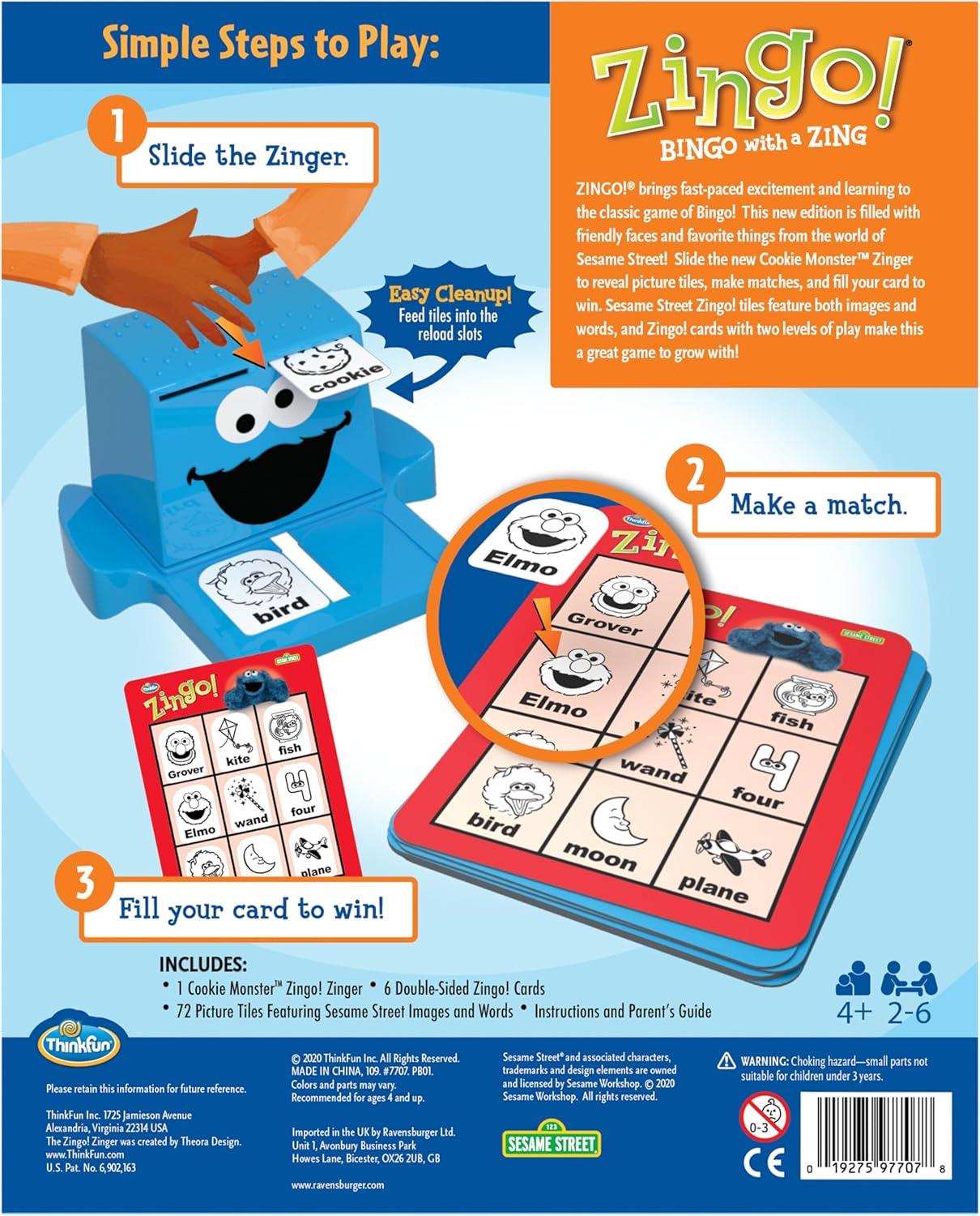 image:imageThinkFun Sesame Street Zingo Build Language Skills with All Your Favorite Sesame Street Characters for Ages 4ThinkFun Sesame Street Zingo Build Language Skills with All Your Favorite Sesame Street Characters for Ages 4
