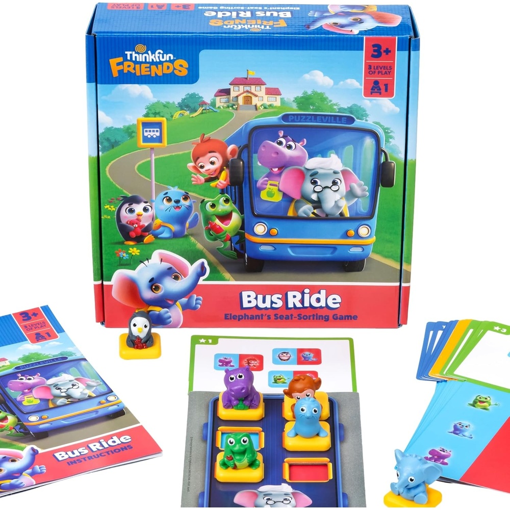 image:imageThinkFun Friends Bus Ride  Positional Sorting Puzzle for Preschoolers  Promotes HandsOn Learning  Ages 3