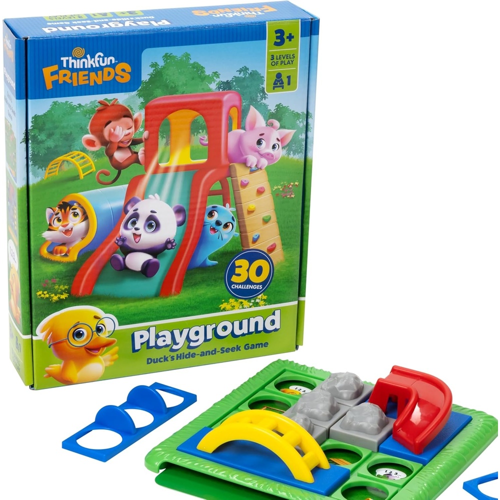 image:imageThinkFun Friends Playground  Hide amp Seek Puzzle Game for Preschoolers  30 Challenges for ProblemSolving Fun  Ages 3